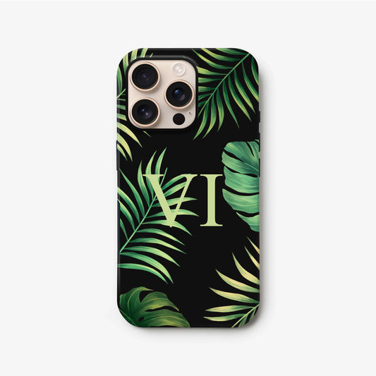Custom Black Tropical Pal Leaf Print Case Phone Case
