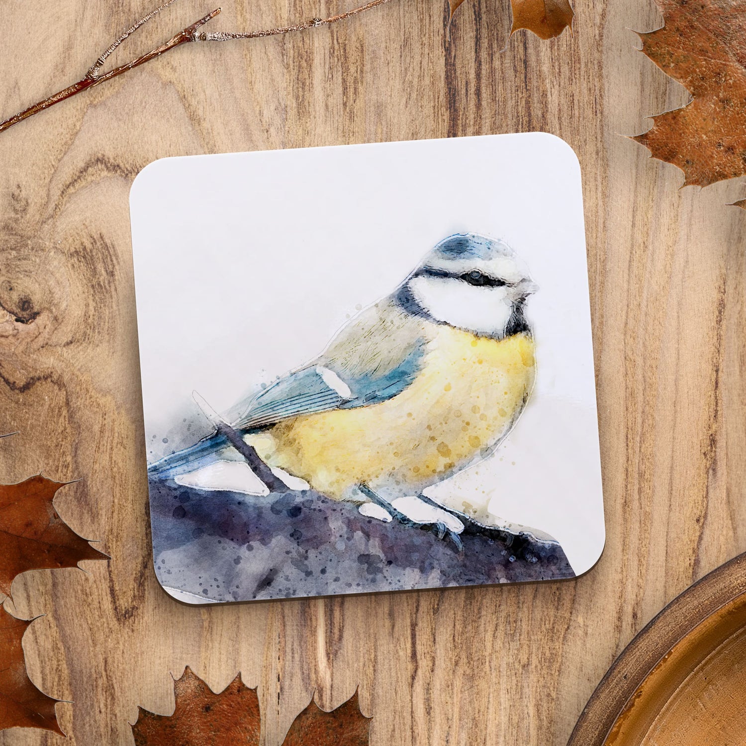 Blue Tit Bird Art Coaster Gift Set  Coaster