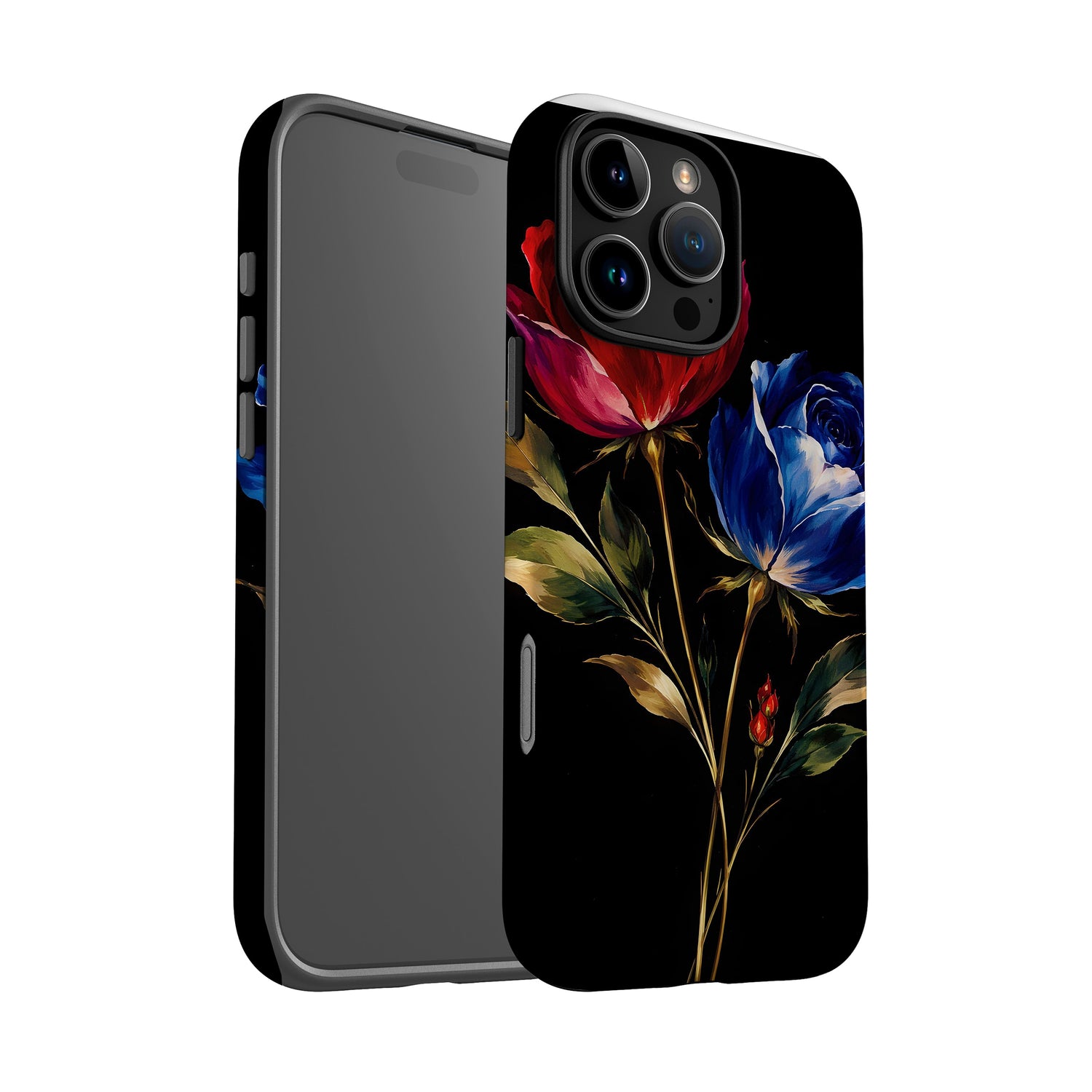Custom Red Blue Rose Floral Print Case Phone Case