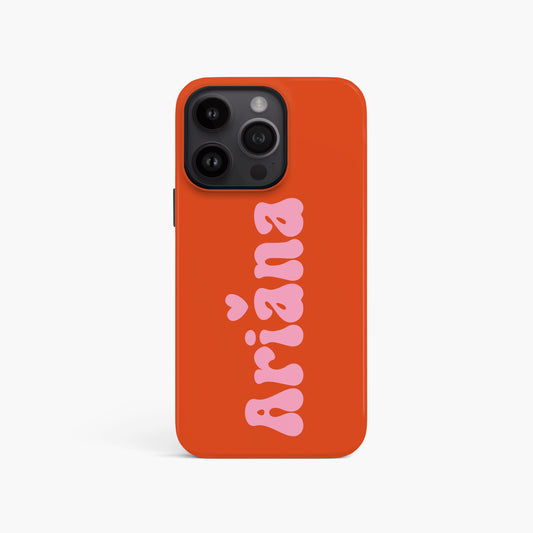 Burnt Orange Groovy Name Case iPhone 15 Phone Case