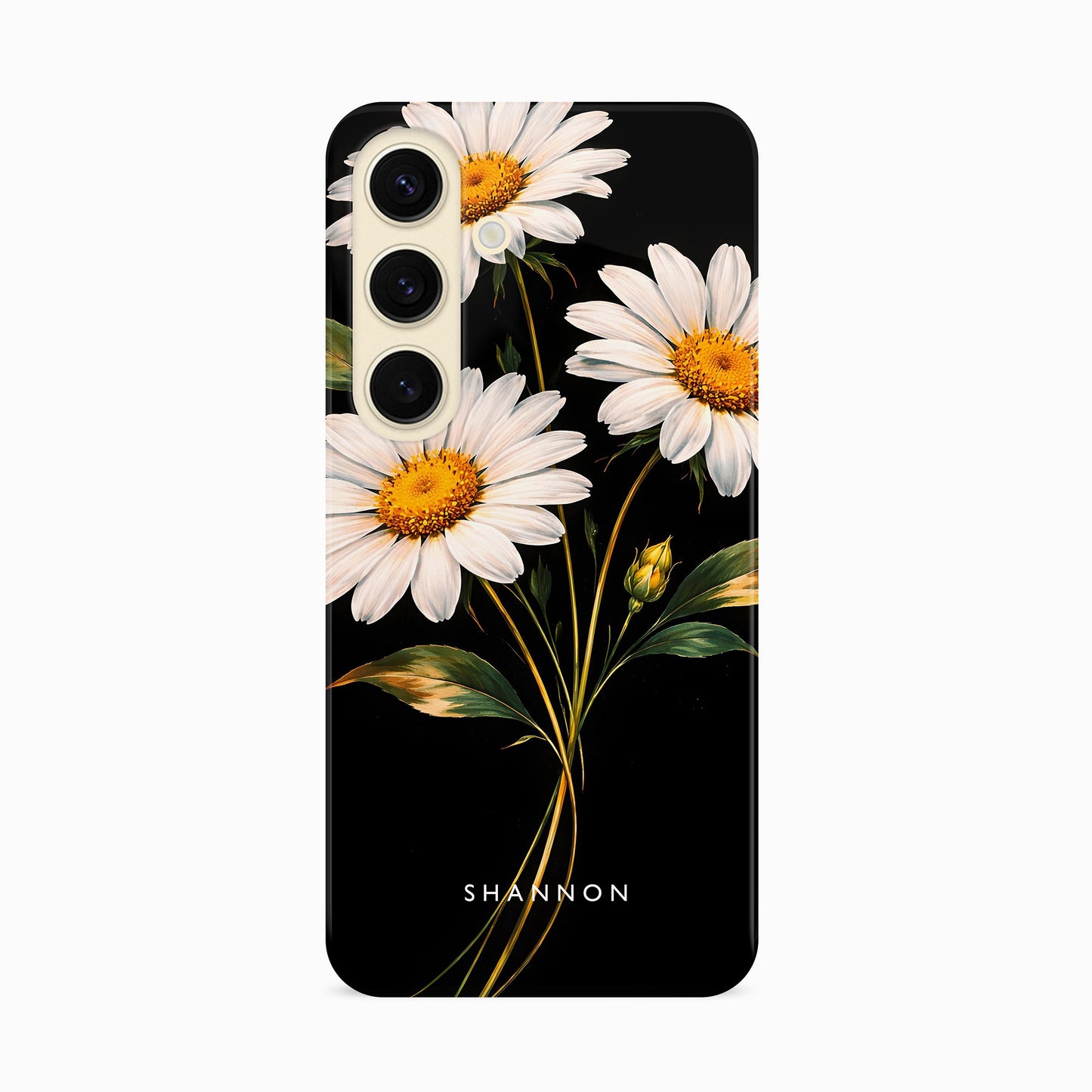 Custom Black Daisy Floral Print Case Phone Case
