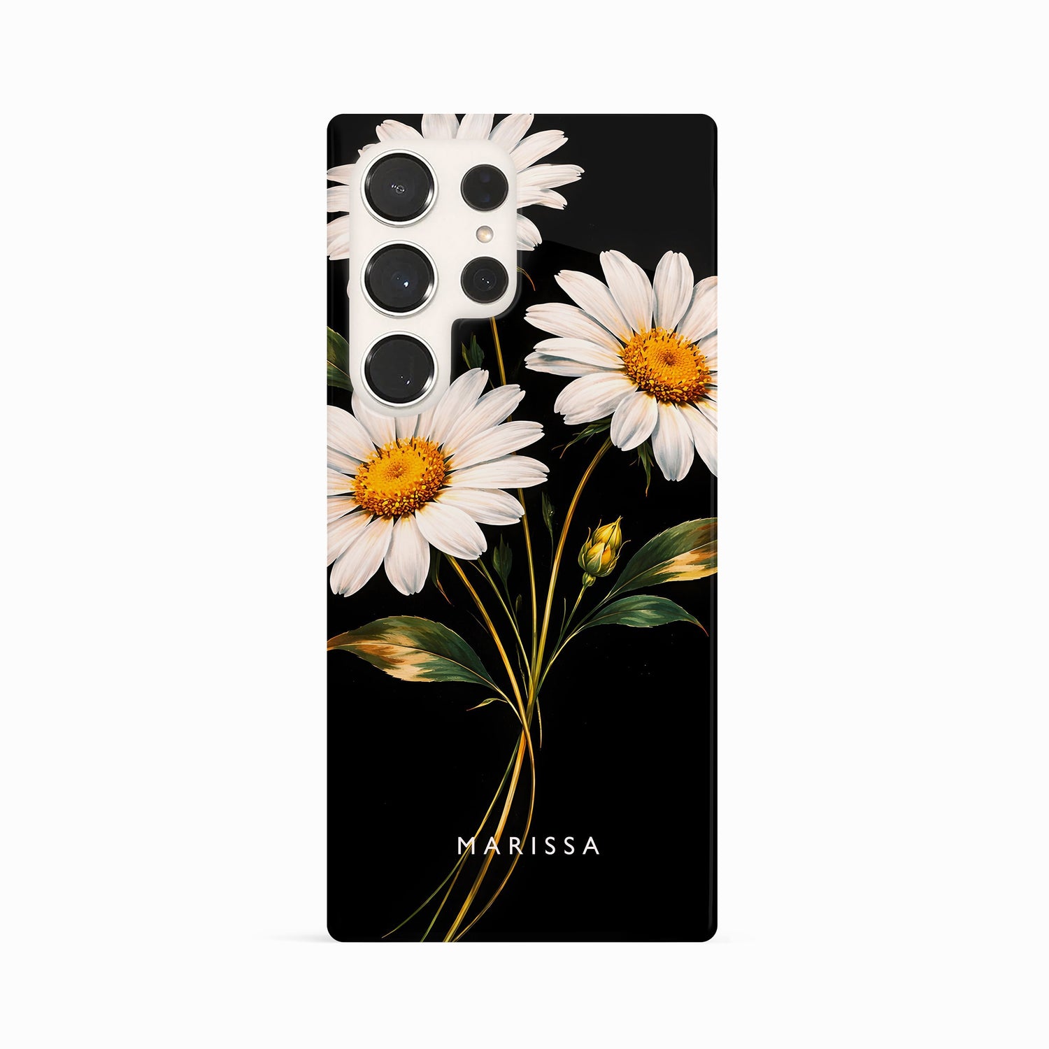 Custom Black Daisy Floral Print Case Phone Case