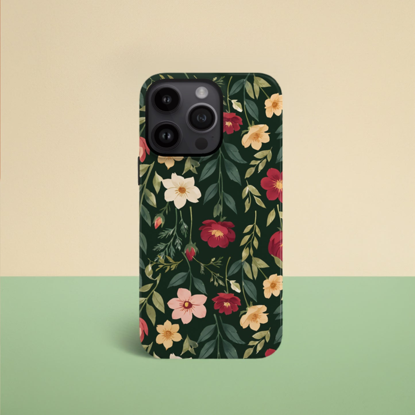 Dark Green Multicolour Floral Print Case  Phone Case