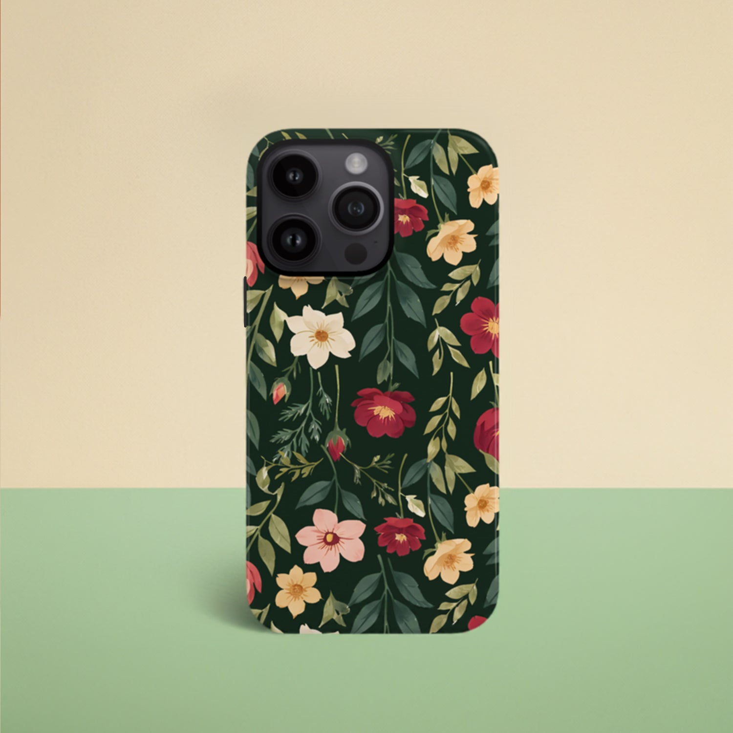 Dark Green Multicolour Floral Print Case  Phone Case