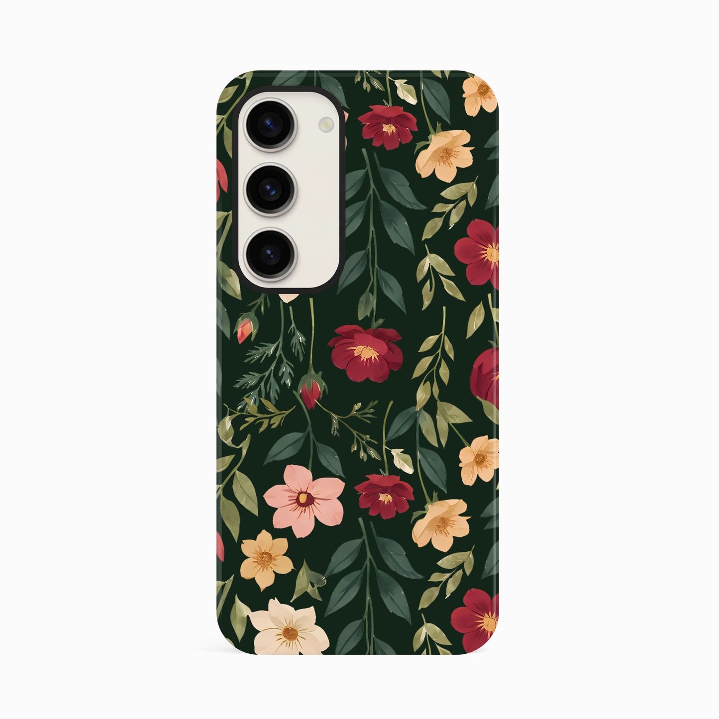 Dark Green Multicolour Floral Print Case Samsung Galaxy S23 Phone Case