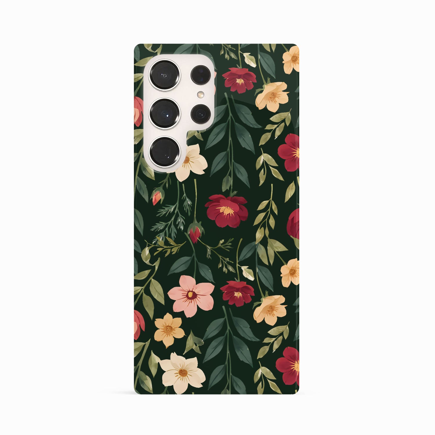 Dark Green Multicolour Floral Print Case Samsung Galaxy S23 Ultra Phone Case