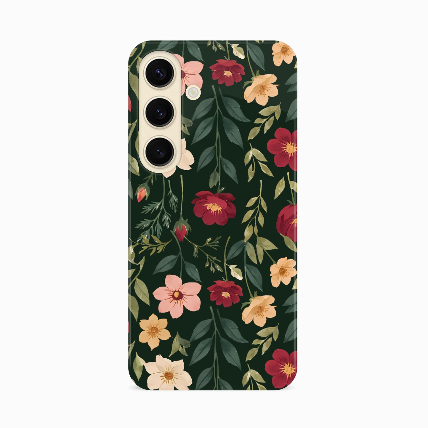 Dark Green Multicolour Floral Print Case Samsung Galaxy S24 Phone Case