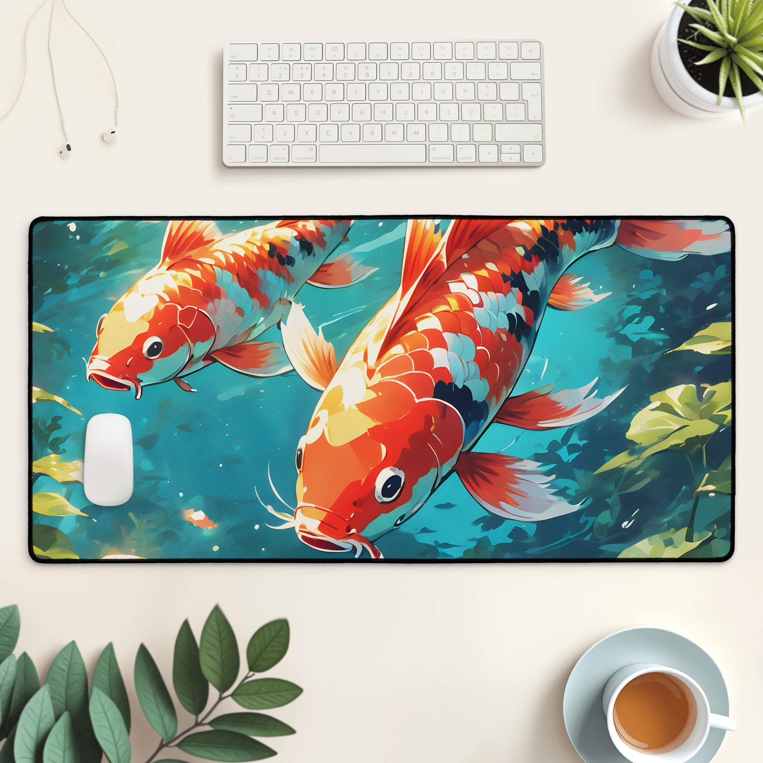 Koi Fish Japanese Carp Art Gaming & Desk Mat Desk & Gaming Mat