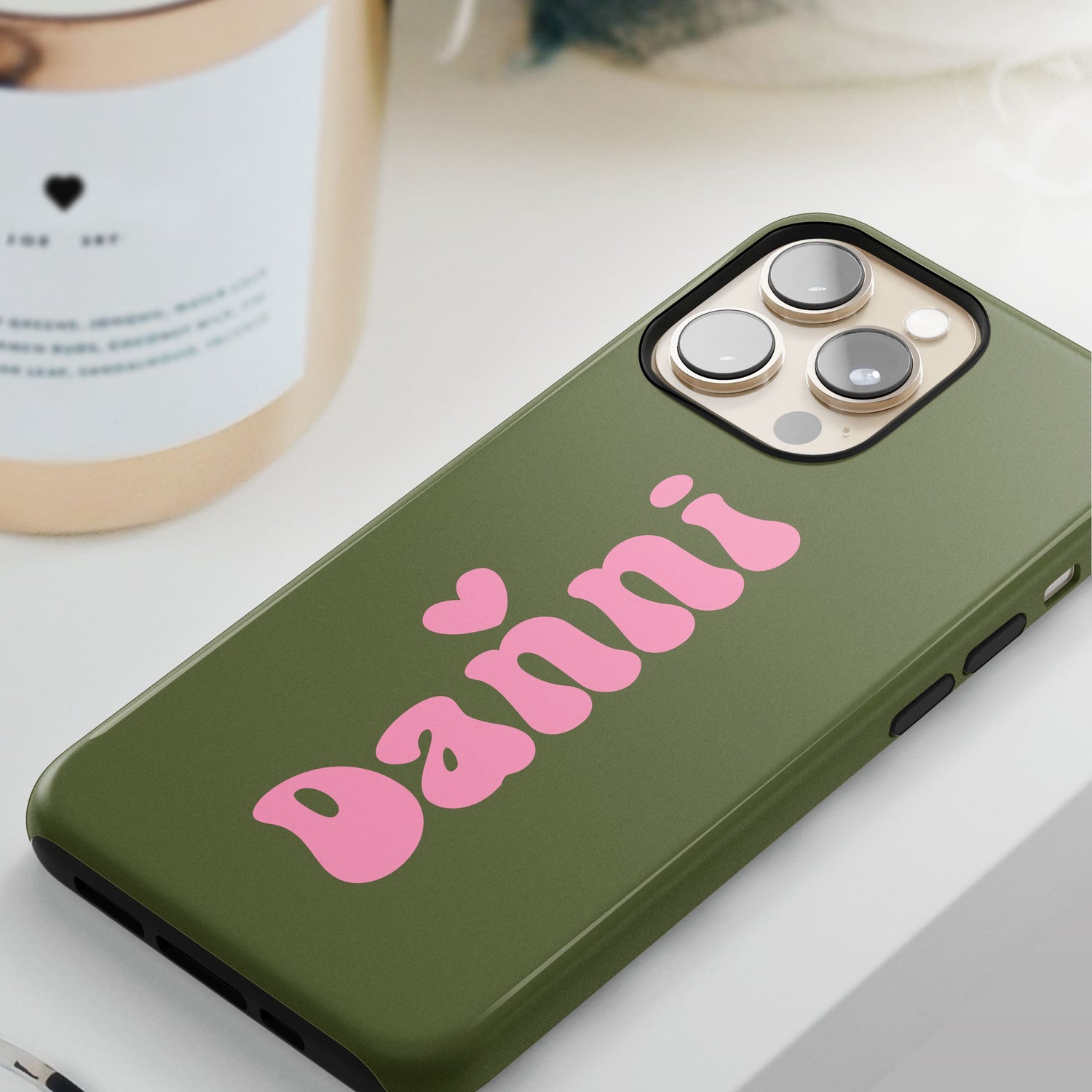 Khaki Pink Retro Custom Name Case  Phone Case