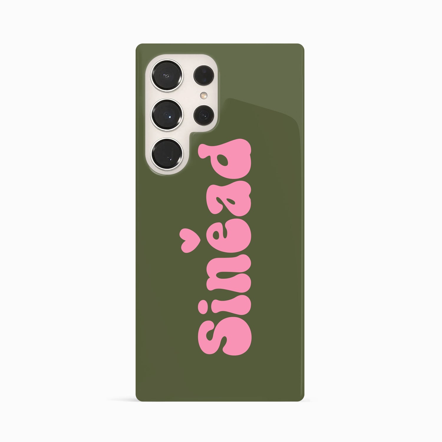 Khaki Pink Retro Custom Name Case Samsung Galaxy S23 Ultra Phone Case