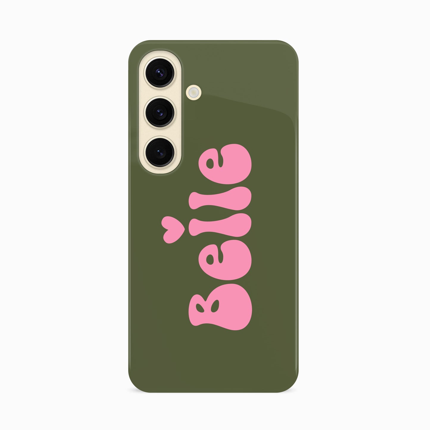 Khaki Pink Retro Custom Name Case Samsung Galaxy S24 Phone Case