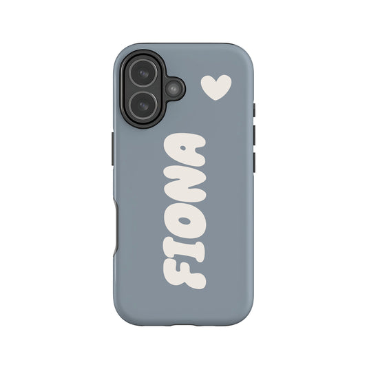 Custom Muted Blue Bubble Name Case iPhone 17 Phone Case