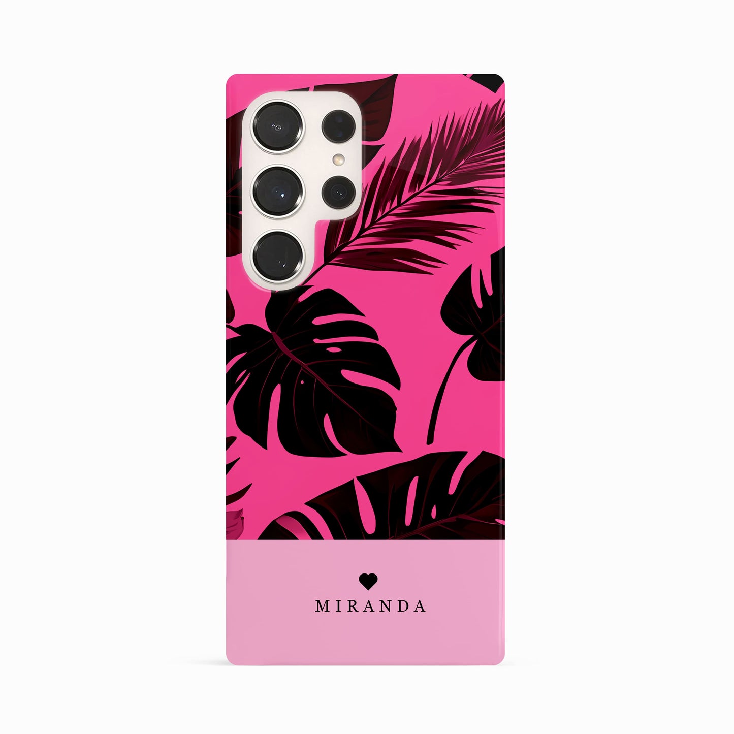 Personalised Pink Tropical Floral Case Samsung Galaxy S23 Ultra Phone Case