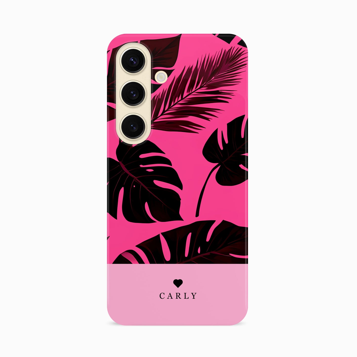 Personalised Pink Tropical Floral Case Samsung Galaxy S24 Phone Case