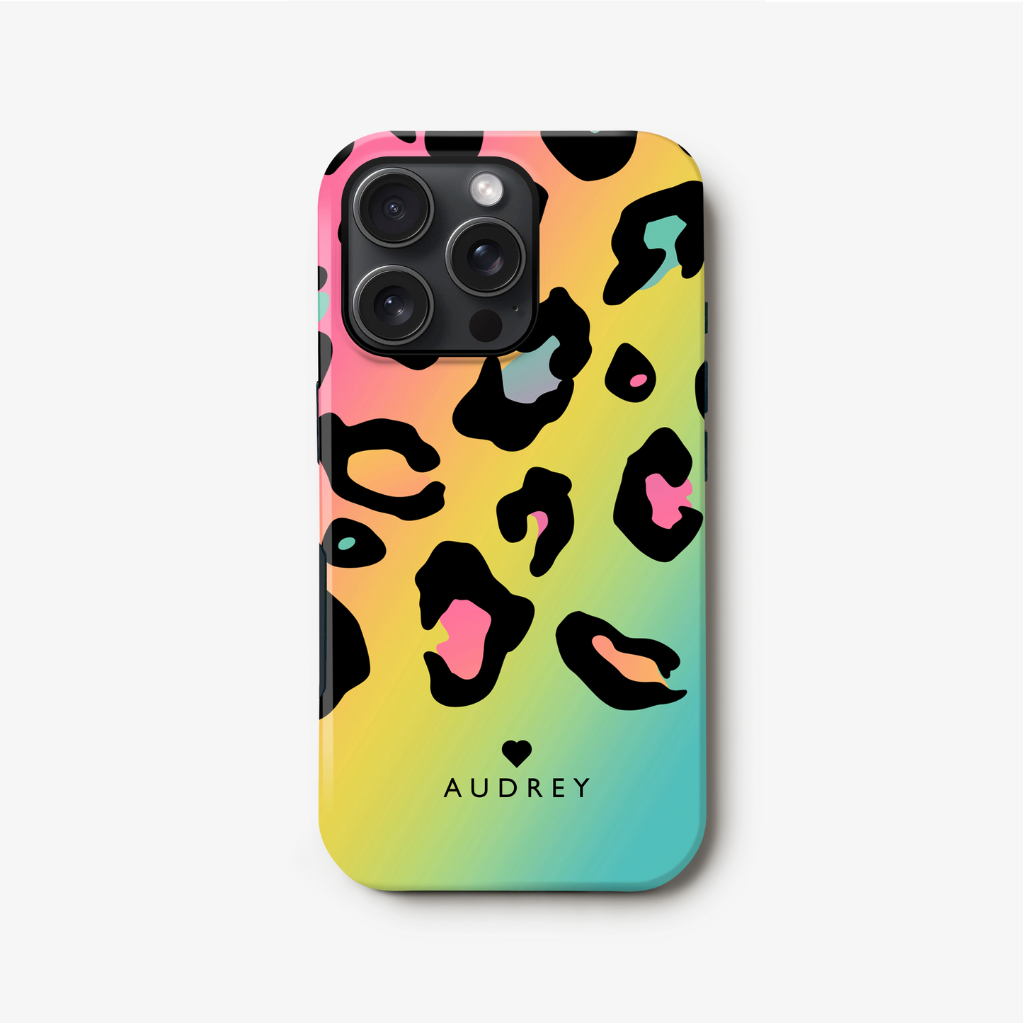 Rainbow Leopard Print Personalised Phone Case iPhone 16 Phone Case