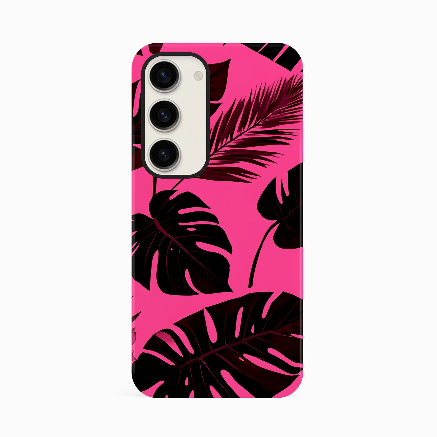 Hot Pink Tropical Print Phone Case Samsung Galaxy S23 Phone Case