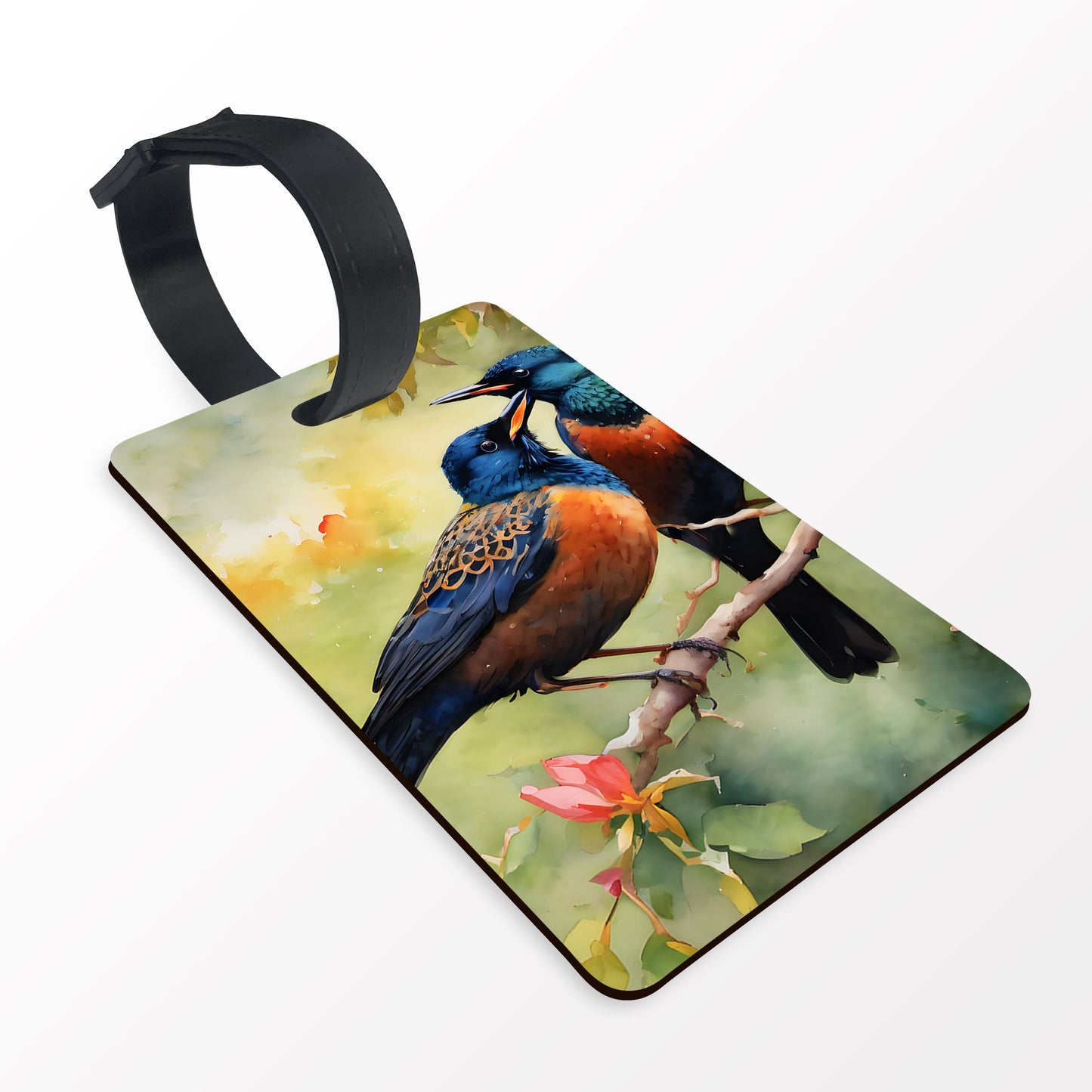 Starling Bird Art Personalised Luggage Tag  luggage tag