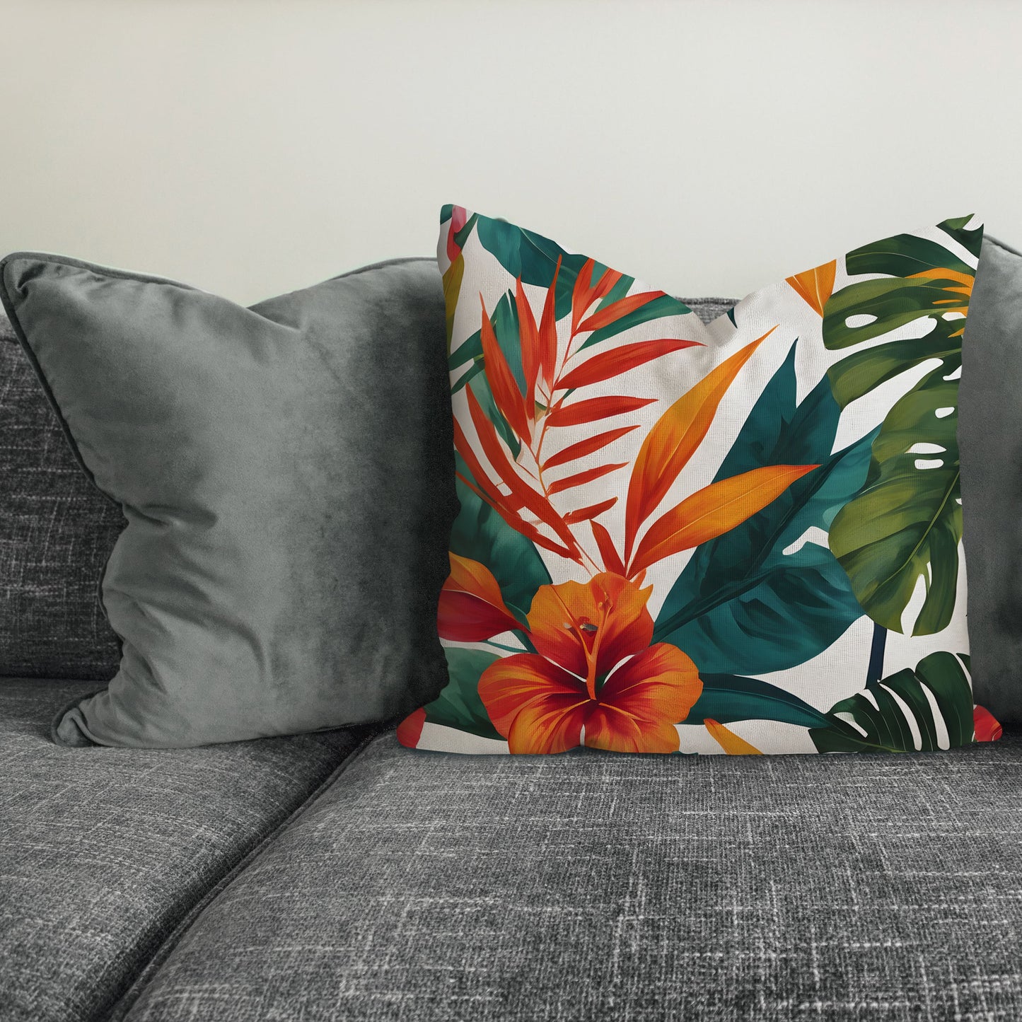 Tropical Floral Print Large 45cm Cushion  Cushion