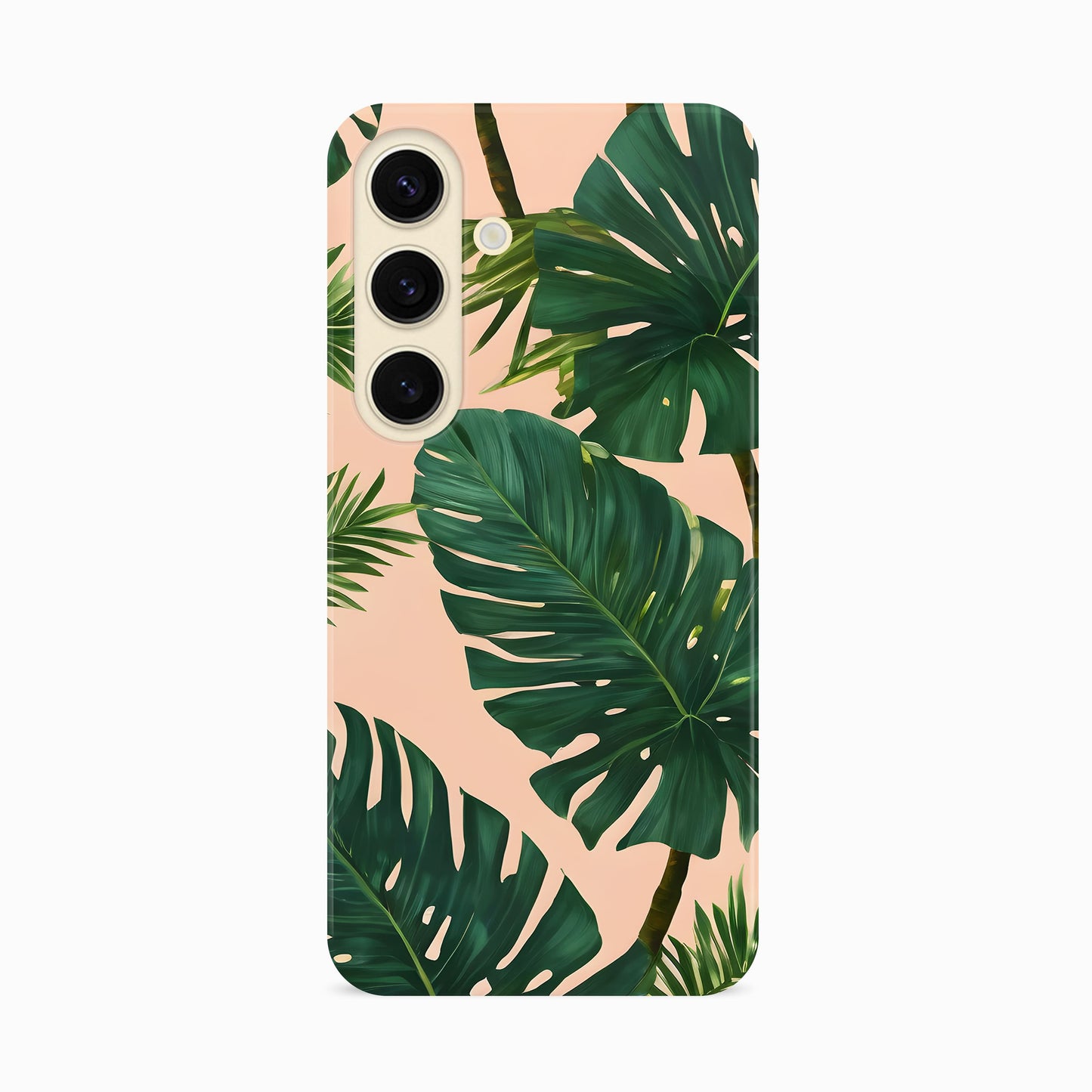 Peach Tropical Palm Leaf Print Case Samsung Galaxy S24 Phone Case