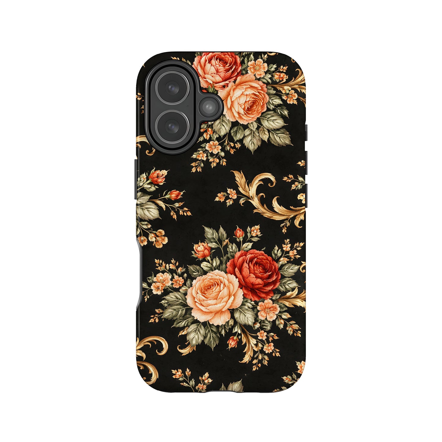 Vintage Black Floral Print Case iPhone 17 Phone Case