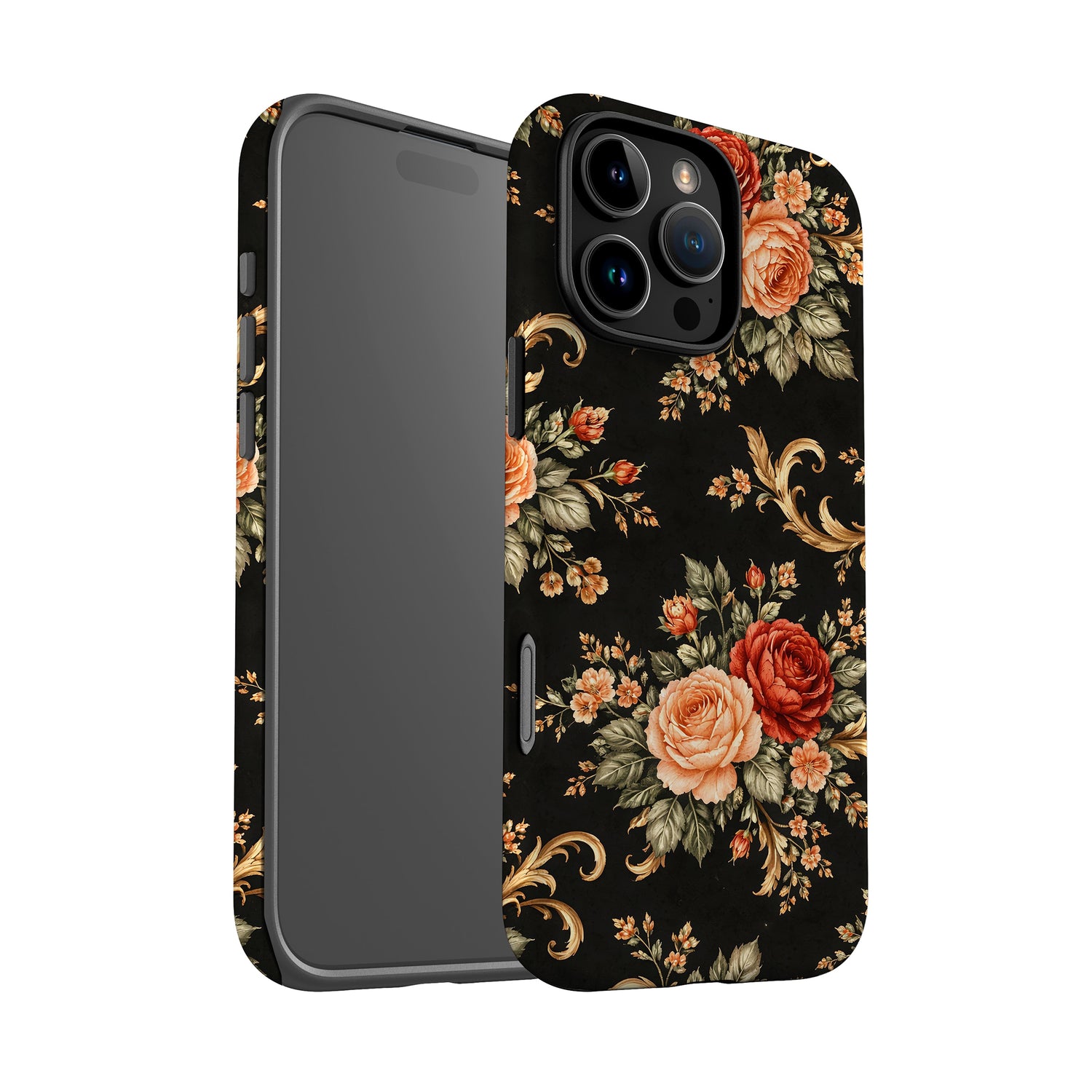 Vintage Black Floral Print Case Phone Case