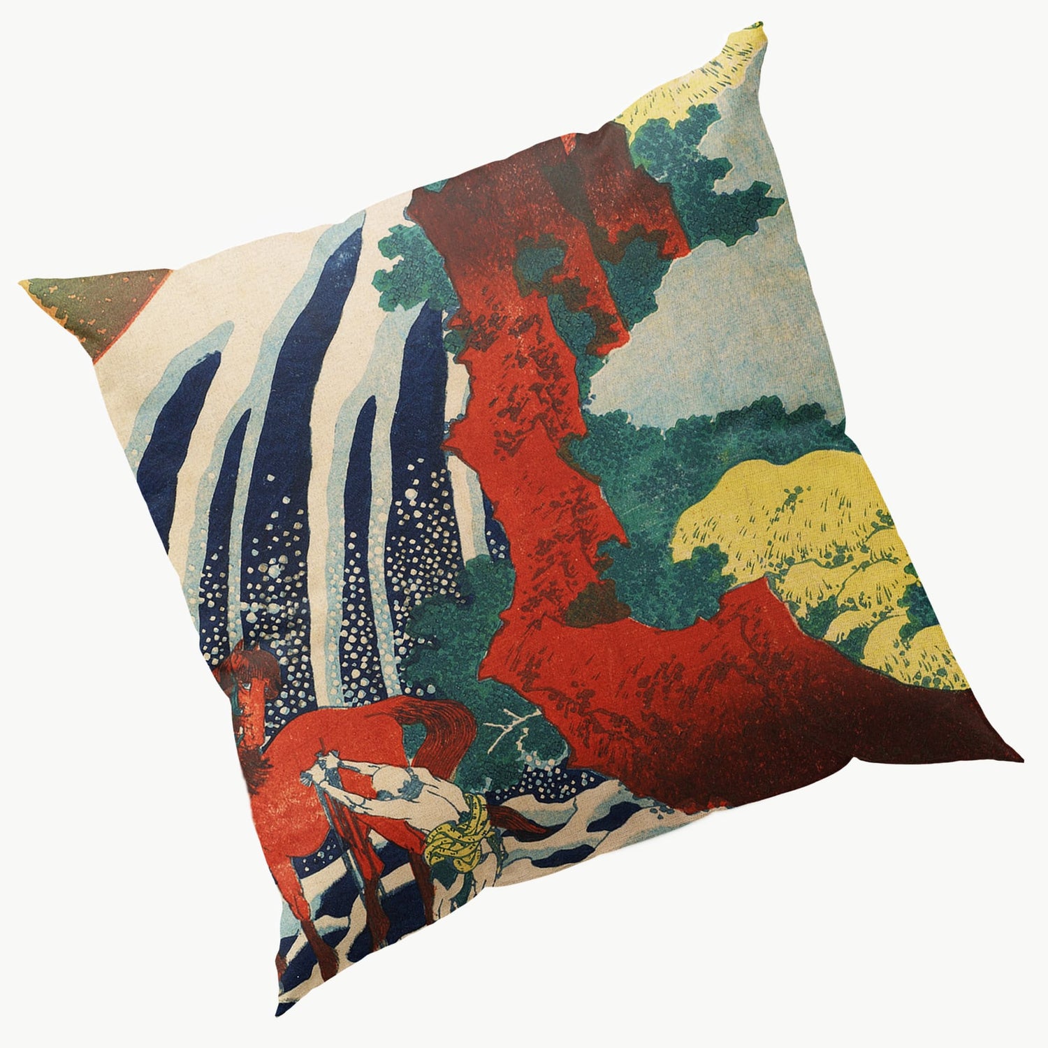 Yoshitsune Falls Japanese Art Cushion  Cushion