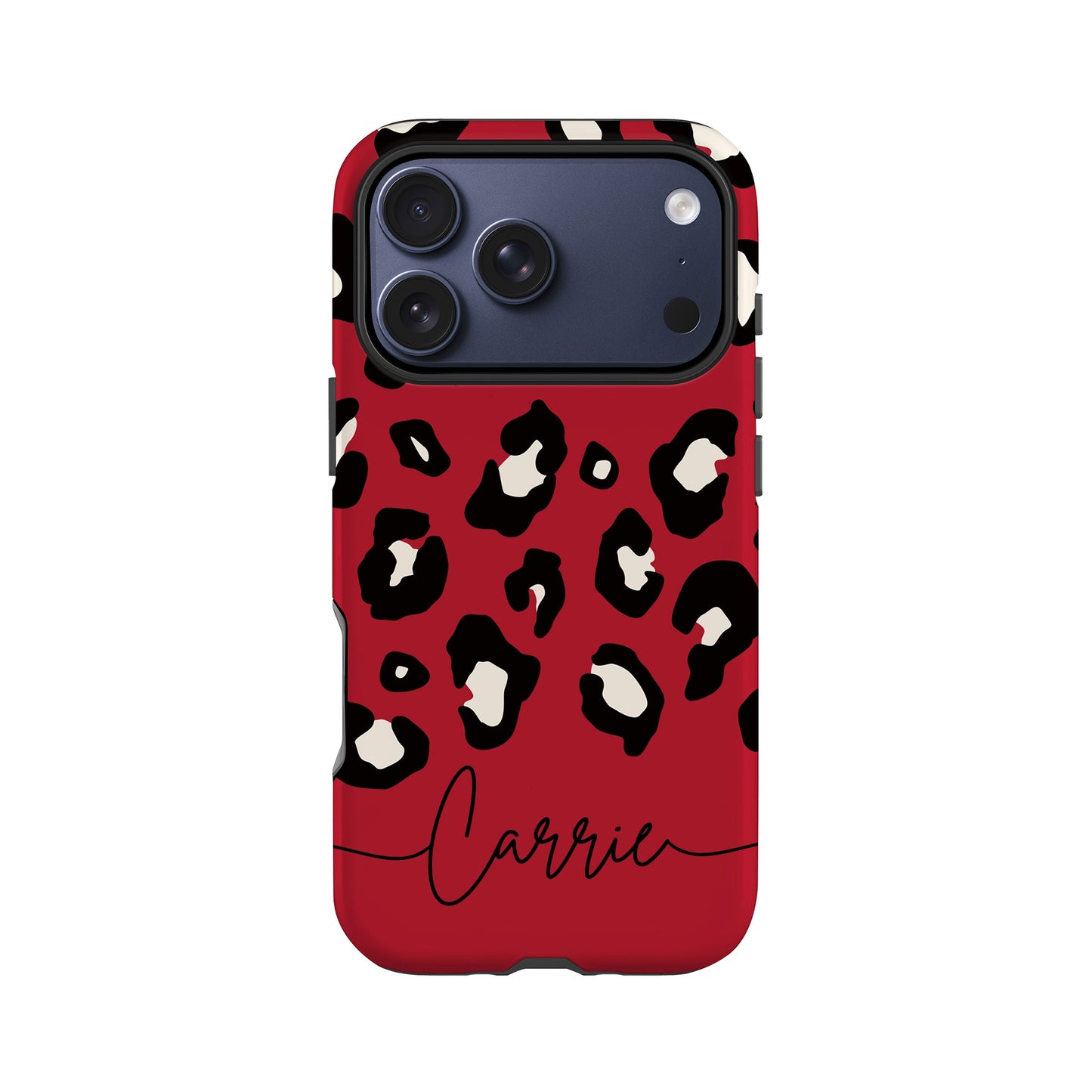 Custom Name Red Leopard Print Phone Case iPhone 17 Pro Phone Case