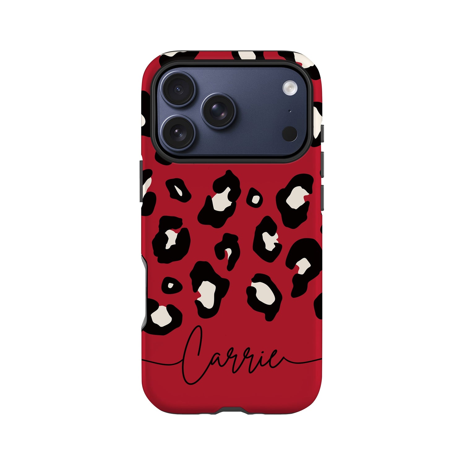 Custom Name Red Leopard Print Phone Case iPhone 17 Pro Phone Case