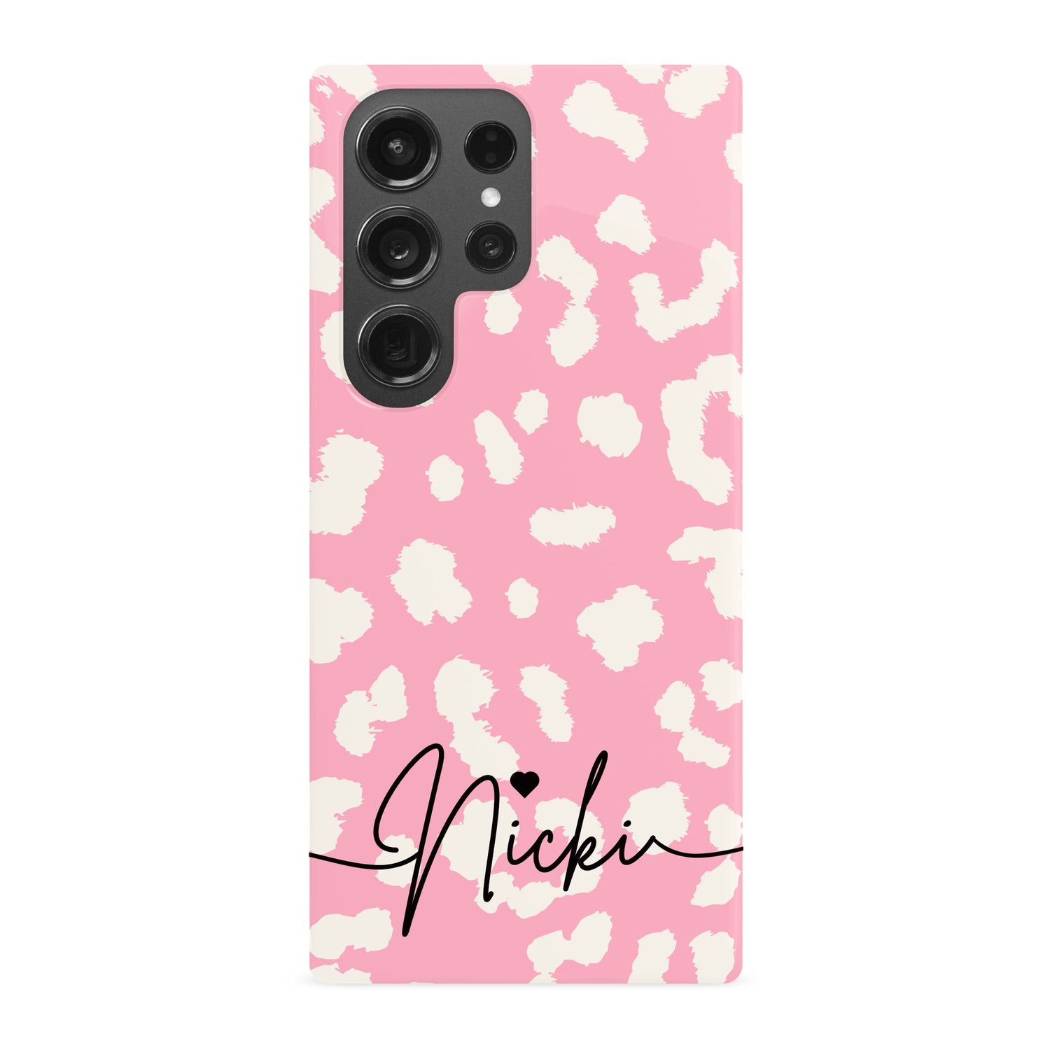 Custom Name Pink Cloud Leopard Print Case Samsung Galaxy S23 Ultra Phone Case