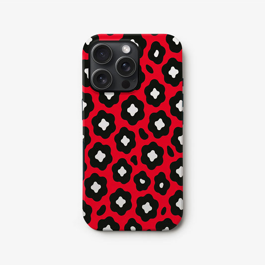 Abstract Bold Red Leopard Print Case iPhone 16 Phone Case