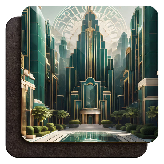 Green Art Deco City 4 x Coaster Set  Coaster