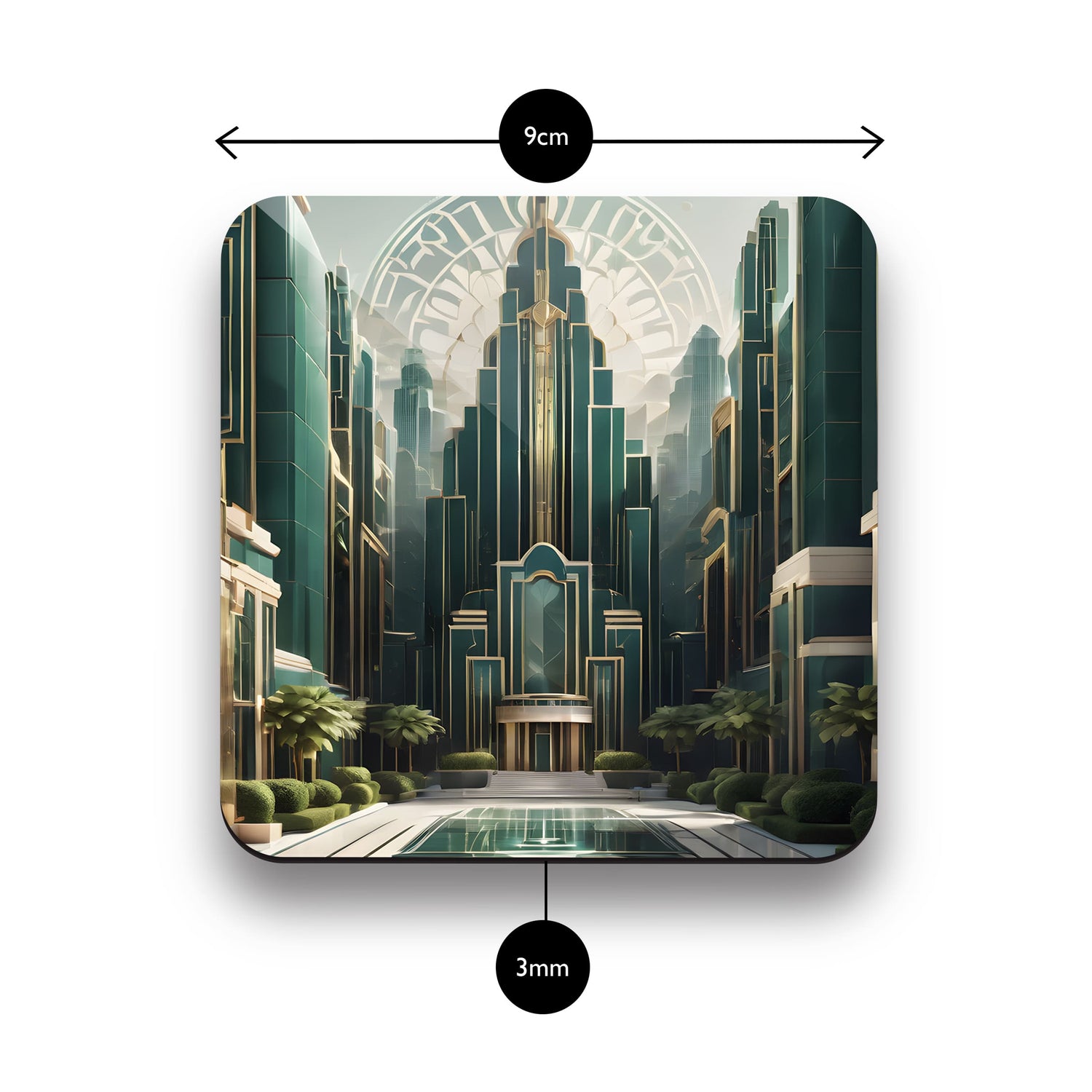 Green Art Deco City 4 x Coaster Set  Coaster