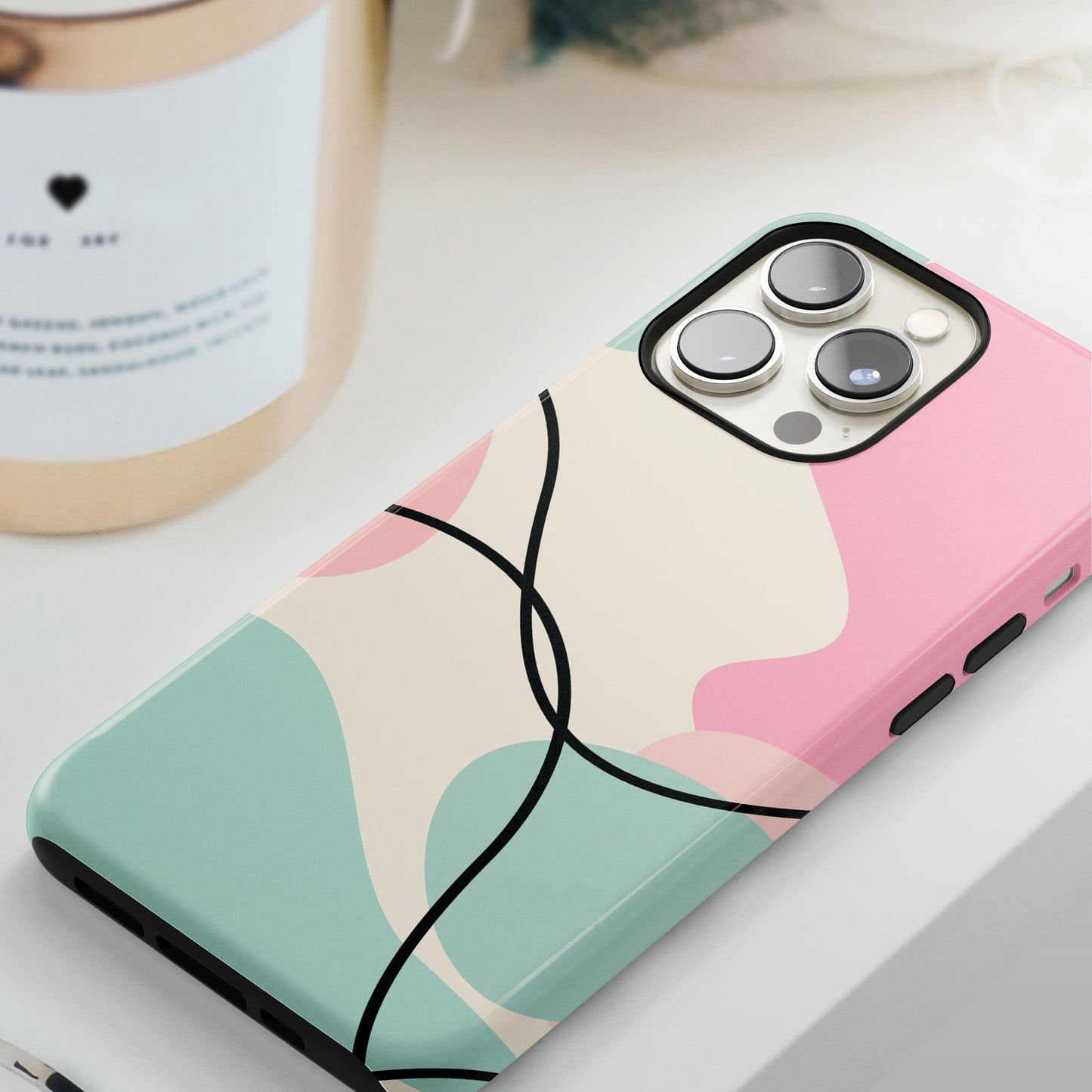 Abstract Baby Pink and Blue Colour Block Case  Phone Case