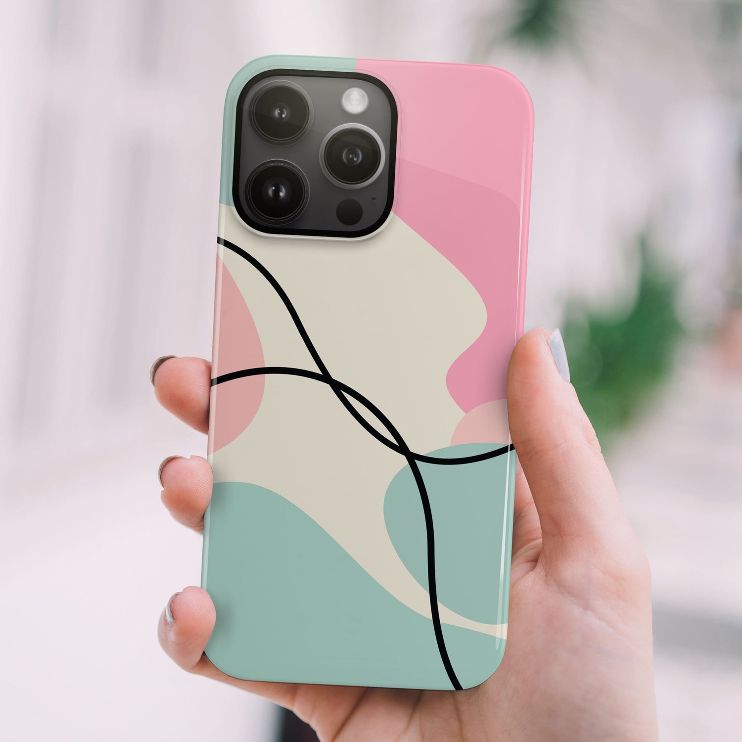 Abstract Baby Pink and Blue Colour Block Case  Phone Case