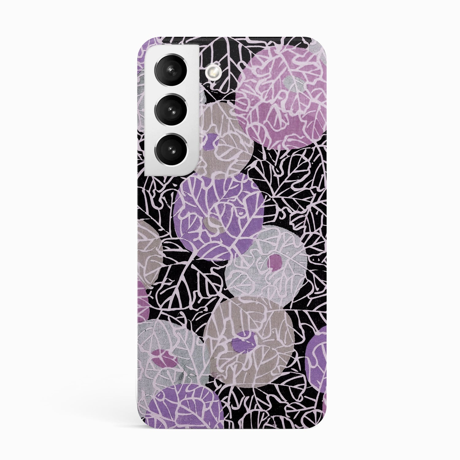 Purple Japanese Floral Print Case Samsung Galaxy S23 Phone Case