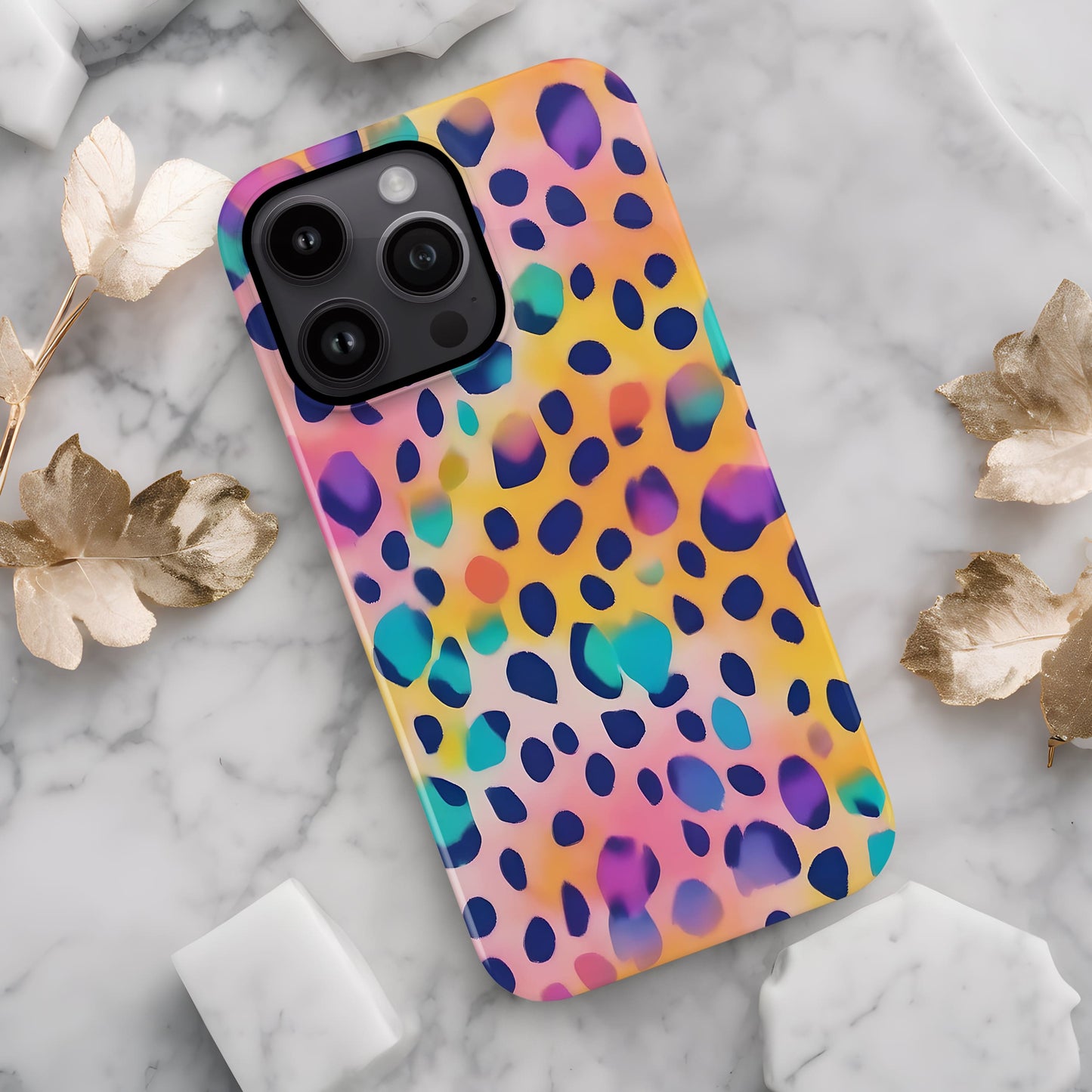 Abstract Rainbow Leopard Spots Print Case