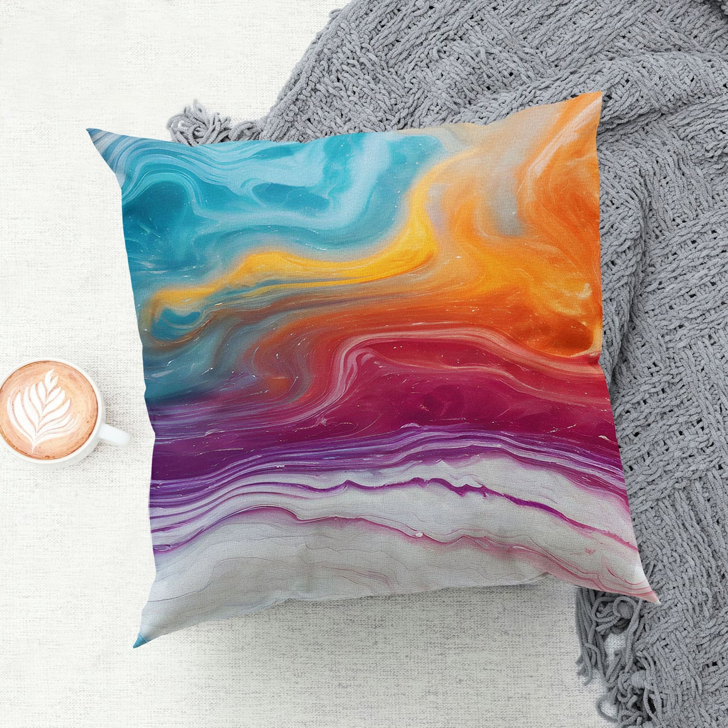 Rainbow Marble Large 45cm Cushion  Cushion