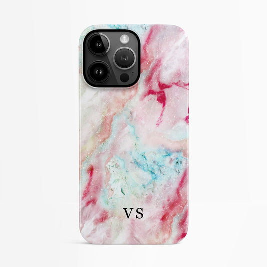 Abstract Red Marble Custom Initials Case iPhone 14 Phone Case