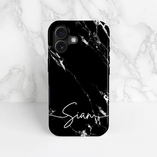 Black Marble Personalised Name iPhone Case  Phone Case