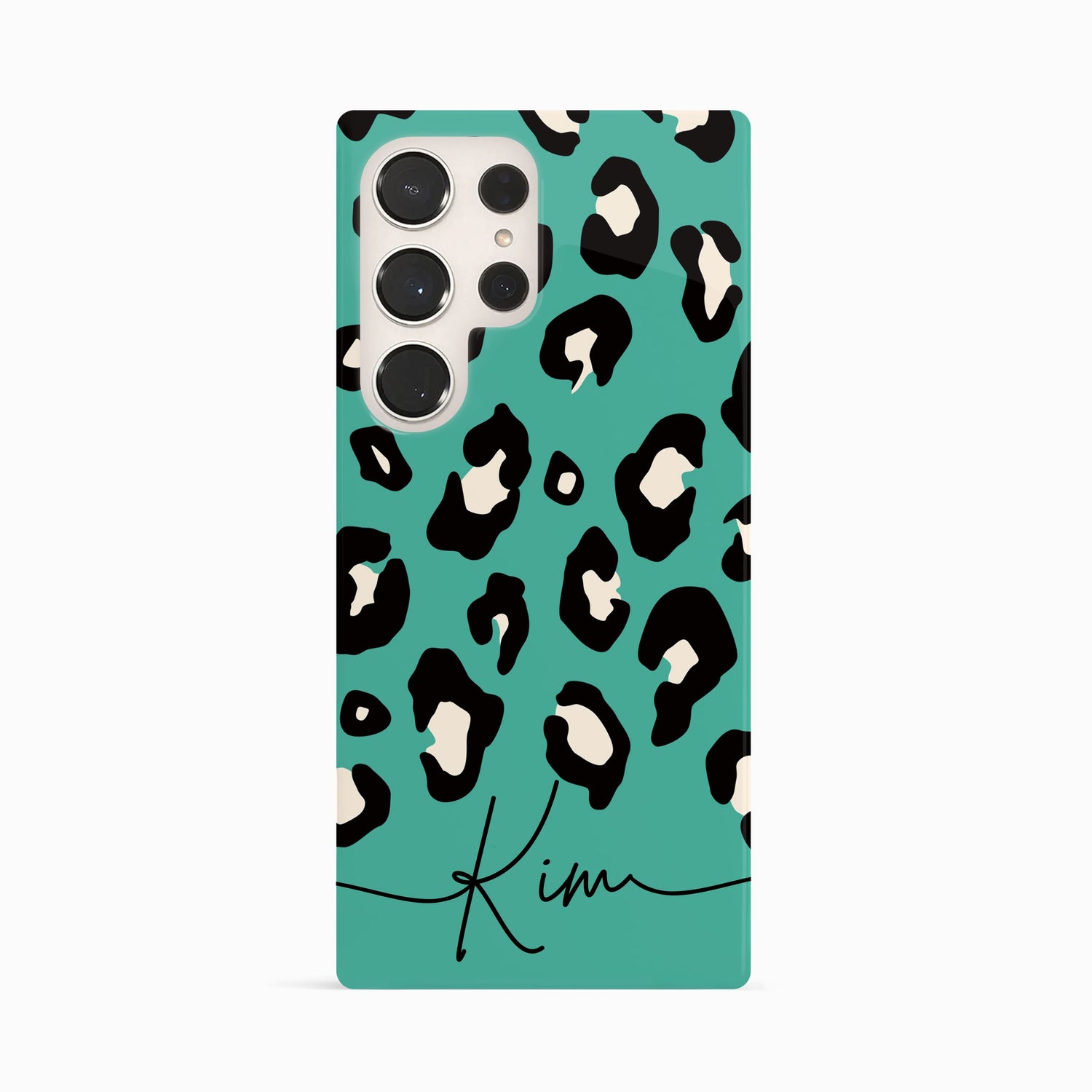 Aqua Blue Leopard Spots Custom Case Samsung Galaxy S23 Ultra Phone Case