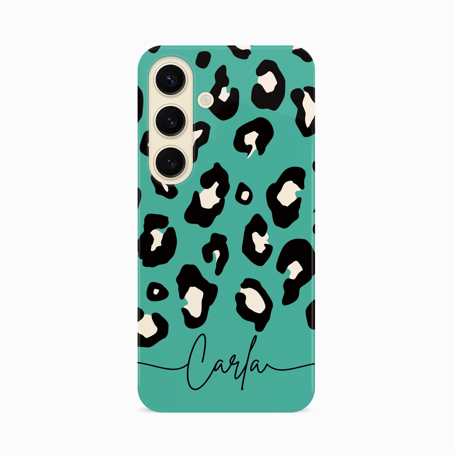 Aqua Blue Leopard Spots Custom Case Samsung Galaxy S24 Phone Case