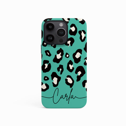 Aqua Blue Leopard Spots Custom Case iPhone 15 Phone Case