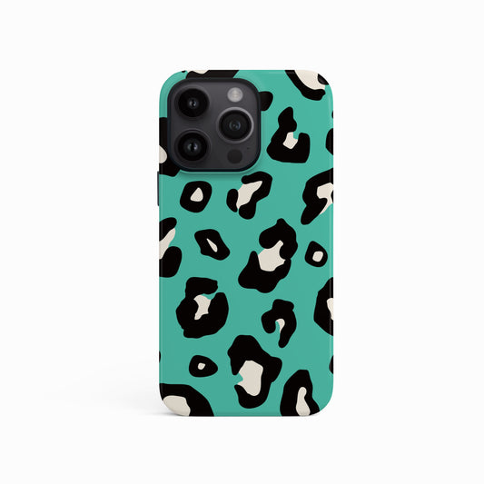 Aqua Leopard Print Spot Case iPhone 15 Phone Case