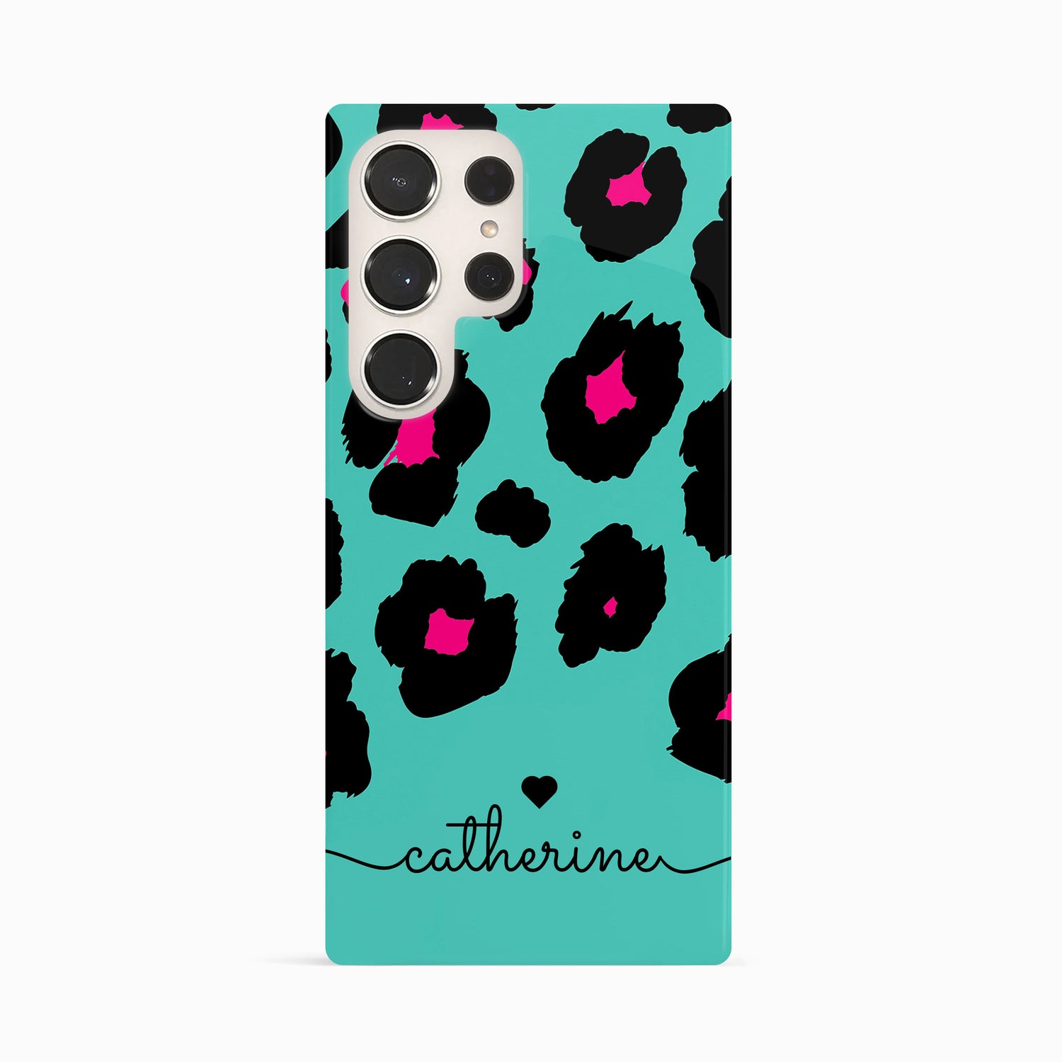 Aqua Leopard Print Phone Case Samsung Galaxy S24 Ultra Phone Case