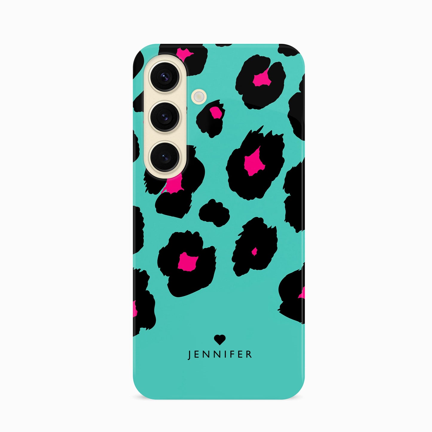 Aqua Leopard Print Phone Case Samsung Galaxy S24 Phone Case