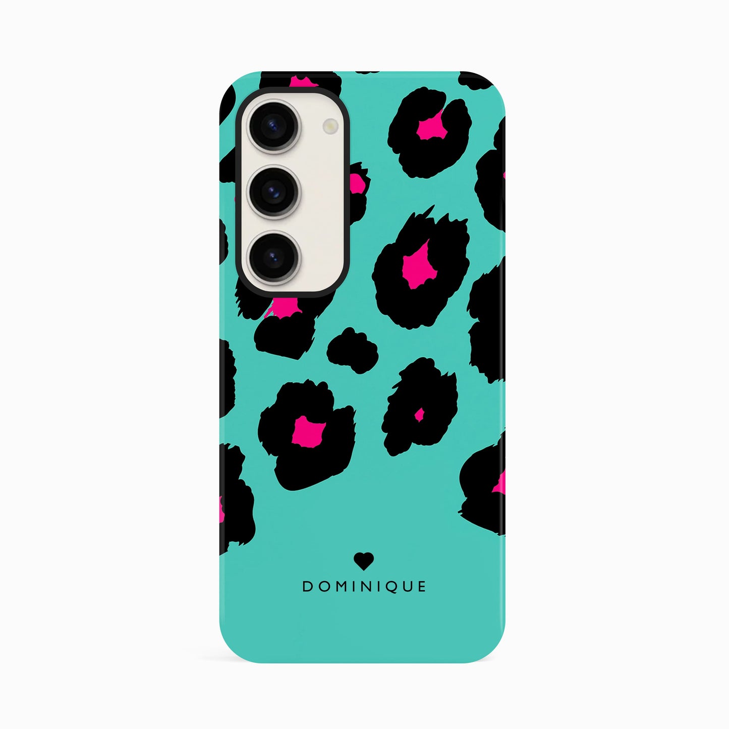 Leopard Print Personalised Heart Phone Case Samsung Galaxy S23 Phone Case