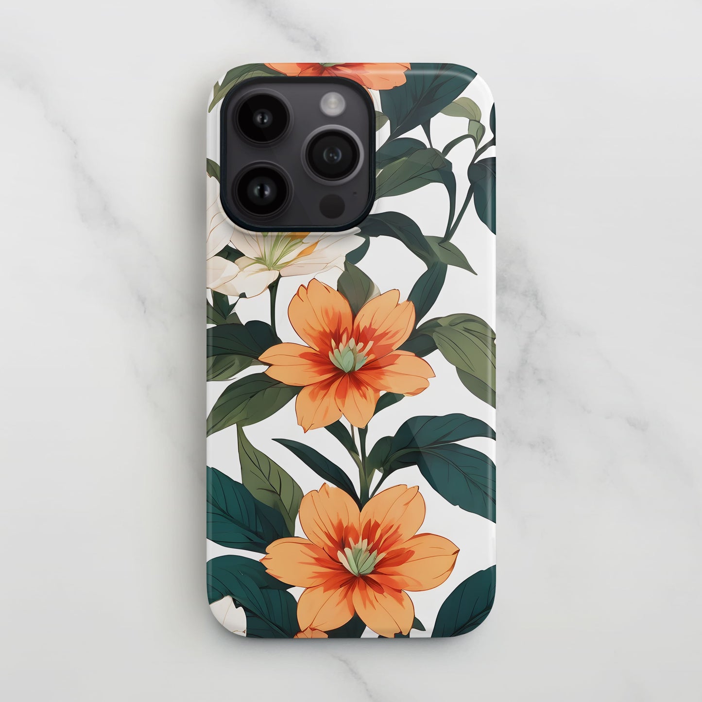 Peach Asian Floral Print Case  Phone Case