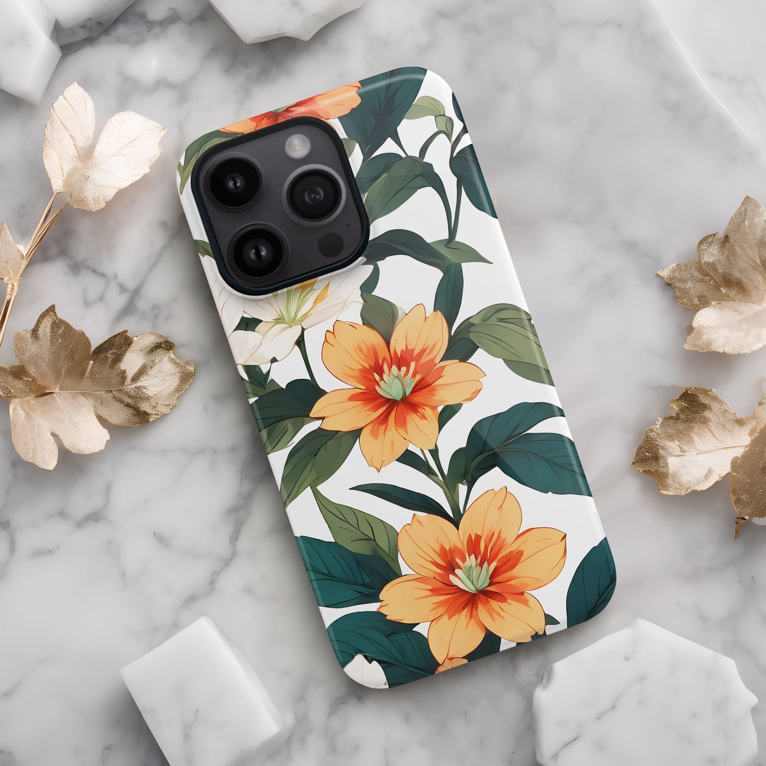 Peach Asian Floral Print Case  Phone Case