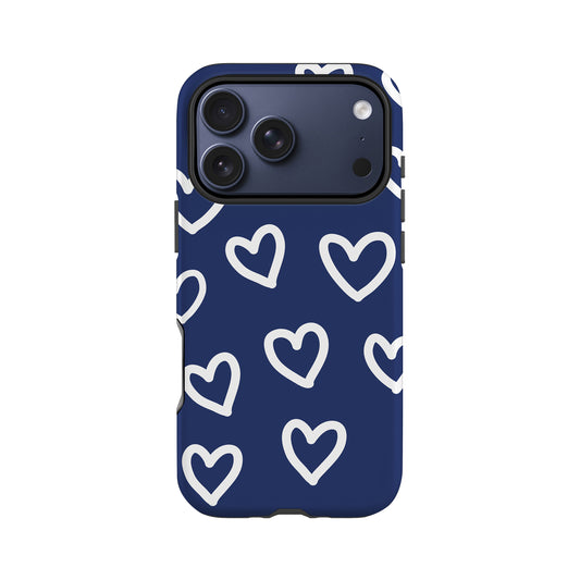 Navy Blue Heart Pattern Case Phone Case