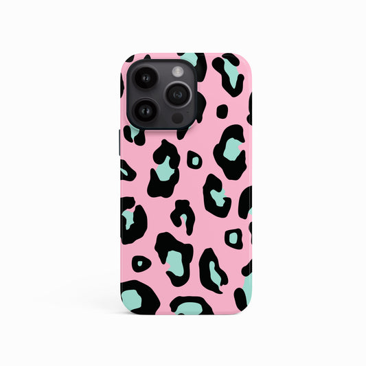 Pink Light Blue Leopard Print Magsafe Case iPhone 16 Phone Case